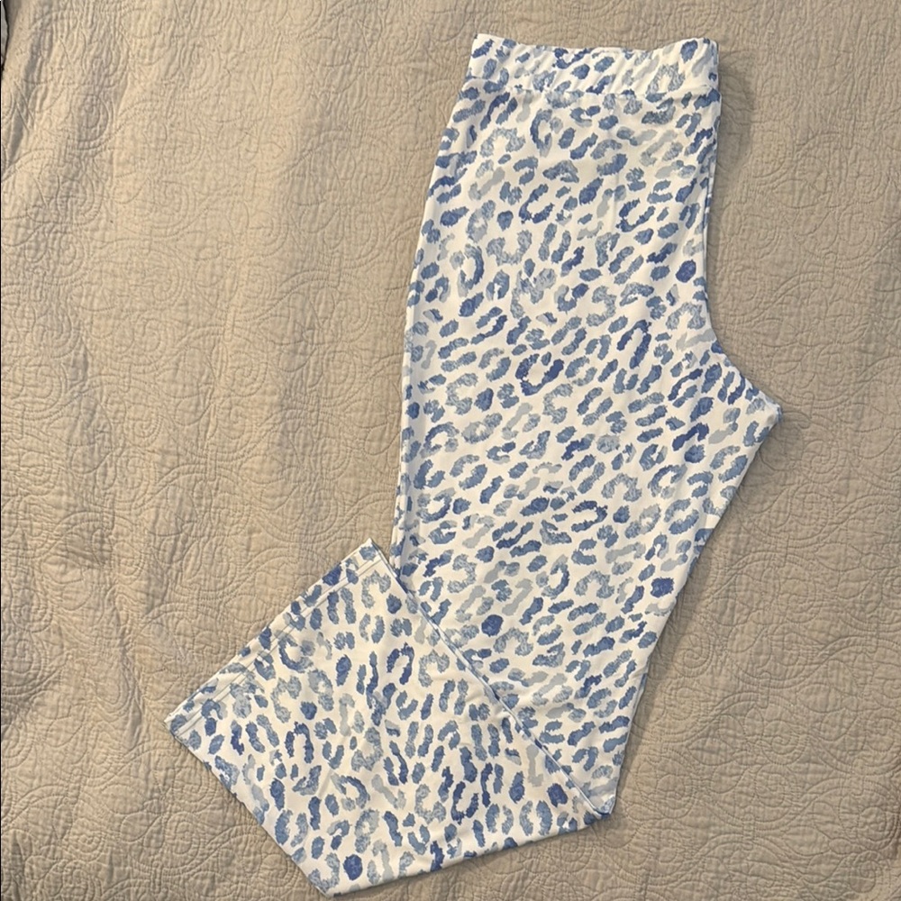 Ana Claire Yoga Pants- blue and white animal print